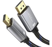 KabelDirekt - Cavo DisplayPort 8K/60Hz 1.4 - 2 m - Cavo DP con connettori interamente in metallo per PC/laptop da gioco, monitor da gioco ad alta risoluzione 4K/8K, veloce 144Hz/165Hz/240Hz, nero
