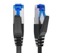 KabelDirekt - Cavo Ethernet piatto altamente flessibile - 12,5 m - Cavo LAN e cavo di rete (CAT7, velocità massima di 10 Gbit/s in fibra ottica, RJ45, adatto all'all'installazione permanente, nero)