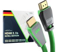 KabelDirekt - Cavo HDMI 2.1 8K, edizione Gamer certificata - 3 m (8K@60Hz, Ultra High Speed/48G per 10K, 8K o 144 Hz ultra veloci a 4K, ottimale per PS5/XBO e PC da gioco, monitor/TV, verde)