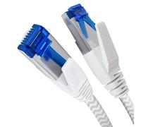 KabelDirekt - Cavo LAN piatto, intrecciatura flessibile - 0,3 m (CAT7 & cavo di rete, 10GBPS, massima velocità in fibra ottica, RJ45 - Bianco)