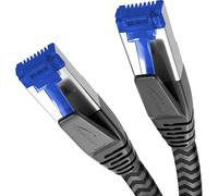 KabelDirekt - Cavo LAN piatto, intrecciatura flessibile - 7,5m (Cavo CAT7 di rete, 10GBPS, massima velocità in fibra ottica, RJ45 - Nero)