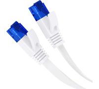 KabelDirekt - Cavo LAN piatto, particolarmente flessibile, costruito per resistere ai urti - 2x 7,5m (cavo di rete, 1GBPS, RJ45 - Bianco)