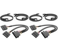 KabelDirekt - Cavo Molex a 4 Pin su 2x cavi elettrici SATA + cavo dati SATA 3 con angolo a 90° + cavo dati (per il collegamento di dischi rigidi e lettori (DVD, Blu-Ray)) (Confezione da 2)
