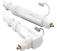 KabelDirekt - Cavo TOSLINK, cavo audio ottico angolato a 90° con perdita di segnale dello 0% - 7,5 m - Cavo in fibra ottica (TOSLINK su TOSLINK, cavo digitale S/PDIF, soundbar, XBO/PS, bianco)