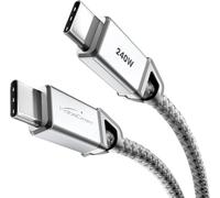 KabelDirekt - Cavo USB C per ricarica rapida con 240W, connettori metallici antiurto + robusto intreccio in nylon, USB 2.0 - 5x 1m (cavo di ricarica/dati per cellulari/portatili - grigio)