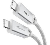 KabelDirekt - Cavo USB-C, USB 4.0 per 40GBPS e 240W, DisplayPort con 8K60Hz, connettori in metallo + intreccio in nylon - 1,5m (cavo di ricarica/dati/monitor per cellulari/portatili/PC - bianco)
