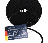 KabelDirekt - Fascette Fermacavo - 15 m × 12,5 mm - liberamente tagliabili, riutilizzabili (rotolo per il taglio, richiudibile, collega i cavi e molto altro, nero)