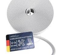 KabelDirekt - Fascette Fermacavo - 15 m × 20 mm - liberamente tagliabili, riutilizzabili (rotolo per il taglio, richiudibile, collega i cavi e molto altro, bianco)