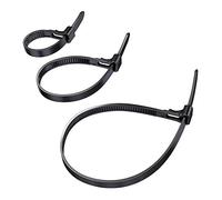 KabelDirekt Fascette riutilizzabili, 7,4mm x 100, 150, 200mm, Fascette fermacavo Multiuso riapribili e richiudibili, 3x40 pz, Nylon Flessibile, Nero, Top Series