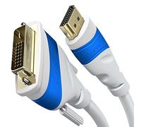 KabelDirekt - HDMI DVI Adapterkabel mit A.I.S. Schirmung gegen Störsignale - 0,5m (bi-direktionales DVI-D/HDMI Monitorkabel, HDMI-Gerät an DVI-Monitor anschließen & umgekehrt, Full HD/1080p, weiß)