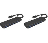 KabelDirekt - Hub USB e adattatore, connettore USB-C, 4 porte USB 3.0 (design sottile, per più collegamenti a PC/tablet/smartphone, compatibile con MacBook, USB SuperSpeed con 5 Gbit/s, nero)