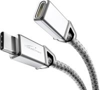 KabelDirekt - USB C prolungamento, USB 3.2 Gen 2, connettore metallico + intreccio - 1m (cavo prolunga per video/dati 4K con 20Gbit/s, carica 100W, cavo dati/carica/monitor - Grigio)