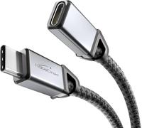 KabelDirekt - USB C prolungamento, USB 3.2 Gen 2, connettore metallico + intreccio - 2m (cavo prolunga per video/dati 4K con 20Gbit/s, carica 100W, cavo dati/carica/monitor - Nero)
