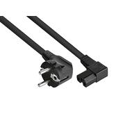 kabelmeister Cavo di alimentazione con contatto di protezione tipo E+F (angolo di 90°) su presa per dispositivi di riscaldamento C15 (angolo destro), nero, 1,50 mm², 0,5 m/50 cm