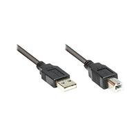 kabelmeister® Cavo di Collegamento USB 2.0, Spina A a Spina B, 1,8 m, Colore: Nero