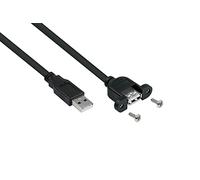Kabelmeister Cavo di prolunga da incasso di alta qualità, 0,3 m/30 cm, connettore USB 2.0 A su presa A - DATA AWG28 / Power AWG24, in rame, nero