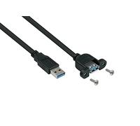 Kabelmeister Cavo di prolunga da incasso USB 3.0 maschio A su presa A, Premium, DATA AWG28 / Power AWG24, UL, in rame, 0,5 m, colore: Nero