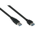 Kabelmeister Cavo di prolunga USB 3.0 maschio A a femmina A, Premium, DATA AWG28 / Power AWG24, UL, in rame, nero, 1 m