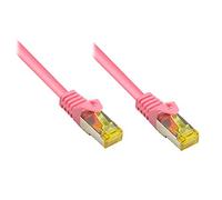 Kabelmeister® Cavo Patch RJ45 con Cat. 7 e Protezione nasello (RNS®), S/FTP, PiMF, Senza alogeni, 500 MHz, OFC, Magenta, 0,25 m