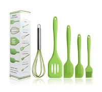 Kabinga - Set di utensili da cucina con spazzola raschietto, facili da usare e da pulire, strumenti per la cottura in silicone Verde, Unisex, Youth, M.