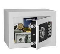 KABISAFE Cassaforte digitale da 6,8 l, piccola cassaforte per casa, cassetta di sicurezza elettronica, cassaforte da parete con 2 chiavi, mini cassaforte 23 x 17 x 17 cm, bianco