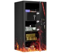 KABISAFE Cassaforte ignifuga con cassetto ignifugo, 82 l, grande cassaforte per casa, mobili con serratura a combinazione, cassaforte digitale con sistema di allarme, cassaforte da parete per gioielli