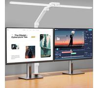 KableRika Lampada da scrivania a LED, dimmerabile, 24 W, 80 cm, ultra luminosa, a doppia testa, con morsetto, 1200 lm, protezione degli occhi, lampada da tavolo per ufficio, con braccio girevole,