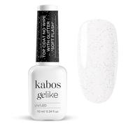 Kabos Gelike Soft Flash Top Coat Semipermanente Senza Dispersione 10 ml - Top Trasparente con Micro Glitter/Broccato, Effetto Flash 3D, Finitura Ultra Lucida, Lunga Durata fino a 21 Giorni