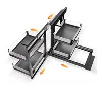 KaBuea Armadio ad angolo cieco estraibile, angolo cieco con chiusura ammortizzata con 4 ripiani regolabili, organizer per armadio da cucina estraibile Cassetti scorrevoli