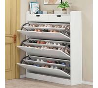 KaBuea Armadio sottile per riporre le scarpe con 3 contenitori ribaltabili e cassetto, organizer antipolvere ad alta capacità per ingresso, camera da letto, ripostiglio