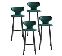KaBuea Bar Stool Set of 1/2/4, Counter Height Stools with Low Back Pu Leather Seat, Black Metal Legs, for Kitchen, Cafe, Pub, Restauran(4PCS Green,75cm/29.5in)