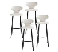 KaBuea Bar Stool Set of 1/2/4, Counter Height Stools with Low Back Pu Leather Seat, Black Metal Legs, for Kitchen, Cafe, Pub, Restauran(4PCS White,55cm/21.65in)