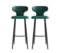 KaBuea Bar Stool Set of 1/2/4, Counter Height Stools with Low Back Pu Leather Seat, Black Metal Legs, for Kitchen, Cafe, Pub, Restauran(2PCS Green,75cm/29.5in)