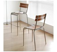 KaBuea Bar Stools, PU Leather Upholstered Seat Metal Legs Chair with Backs for Kitchen Pub with Footrest Armless Dining(Brown,55cm/21.65in)