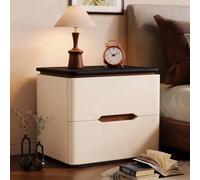 KaBuea Comodino con 2 cassetti - Struttura in legno massello, similpelle antigraffio, piano in noce, perfetto for riporre oggetti in piccoli spazi della camera da letto(B,40cm)