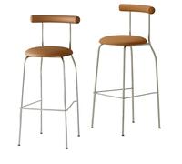 KaBuea Height Bar Stools, PU Leather Upholstered Seat Metal Legs Bar Chair with Backs for Kitchen Pub with Footrest Armless Dining(2pcs Orange,65 cm/25.59 in)