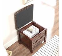 KaBuea Panchina con deposito, sgabello per pianoforte in legno con cuscino imbottito impermeabile, panca per vanità, soggiorno, camera da letto, marrone