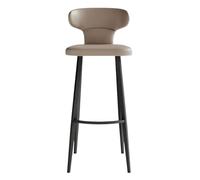 KaBuea PU Leather Bar Stools Set of 1/2/4, Breakfast Tall Bar Chairs with Low Back and Seat, Black Metal Legs, for Kitchen, Cafe, Pub, Restauran(1PCS Gray,65cm/25.6in)