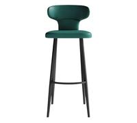 KaBuea PU Leather Bar Stools Set of 1/2/4, Counter Height Stools with Low Back and Seat, Black Metal Legs, for Kitchen Counter, Dining Room, Coffee(1PCS Green,55cm/21.65in)