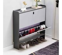 KaBuea Scarpiera compatta a ribalta a 2 strati, organizer per scarpe stretto antipolvere per piccoli spazi: ingresso, armadio, appartamento - Pratica soluzione per riporre le scarpe