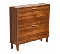 KaBuea Scarpiera Funzionale Stretta a 2 Ripiani Antipolvere, Scarpiera Ribaltabile con Gambe in Legno per Camera da Letto, Ingresso, Corridoio - Organizer Compatto