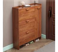 KaBuea Scarpiera stretta in legno massello, 3 ripiani ribaltabili + 1 cassetto e 1 anta, contenitore capiente e antipolvere per camera da letto, ingresso, corridoio