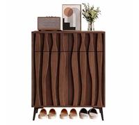 KaBuea Scarpiera stretta in legno massello con ante e cassetti, ripiano rimovibile, ampio spazio contenitivo antipolvere per ingresso, corridoio, camera da letto