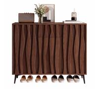 KaBuea Scarpiera stretta in legno massello con ante e cassetti, ripiano rimovibile, ampio spazio contenitivo antipolvere per ingresso, corridoio, camera da letto