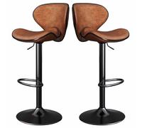 KaBuea Set di 2 sgabelli da bar girevoli ergonomici e regolabili in altezza, struttura in metallo nero con poggiapiedi e schienali, ideali for isola cucina/bar di casa/angolo colazione, durevoli(A)