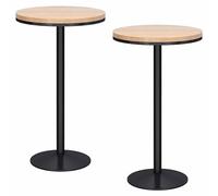 KaBuea Set di 2 tavoli da bar rotondi, piano in legno da 55 cm per cocktail bar pub dining bistro base in metallo nero (105 cm h)