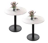 KaBuea Set di 2 tavoli da cucina da caffè, effetto marmo bianco e nero, tavolo da pranzo pedale in stile mid-century, 60-80 cm