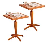 KaBuea Set di 2 Tavoli da Terra Rotondi - Piccolo Tavolo Laterale in Legno - Tavoli in Design Retro Country per Camera da Letto e Soggiorno, Altezza 60 cm