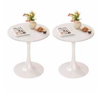KaBuea Set di 2 tavoli rotondi per bar da cocktail, casa, pub tulipano, caffè, tè, tavolo da pranzo, bistrò, bianco, nero