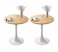 KaBuea Set di 2 tavoli rotondi per bar da cocktail, casa, pub tulipano, caffè, tè, tavolo da pranzo, bistrò, bianco, nero